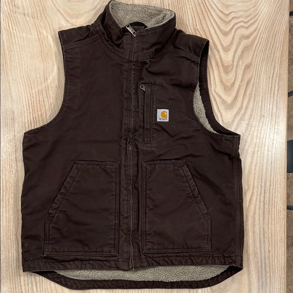 Carhartt Brown Sherpa-Lined Vest